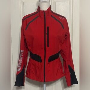 Gore Running Wear Red and Black Windstopper Jacket with Detached Hood Size Med